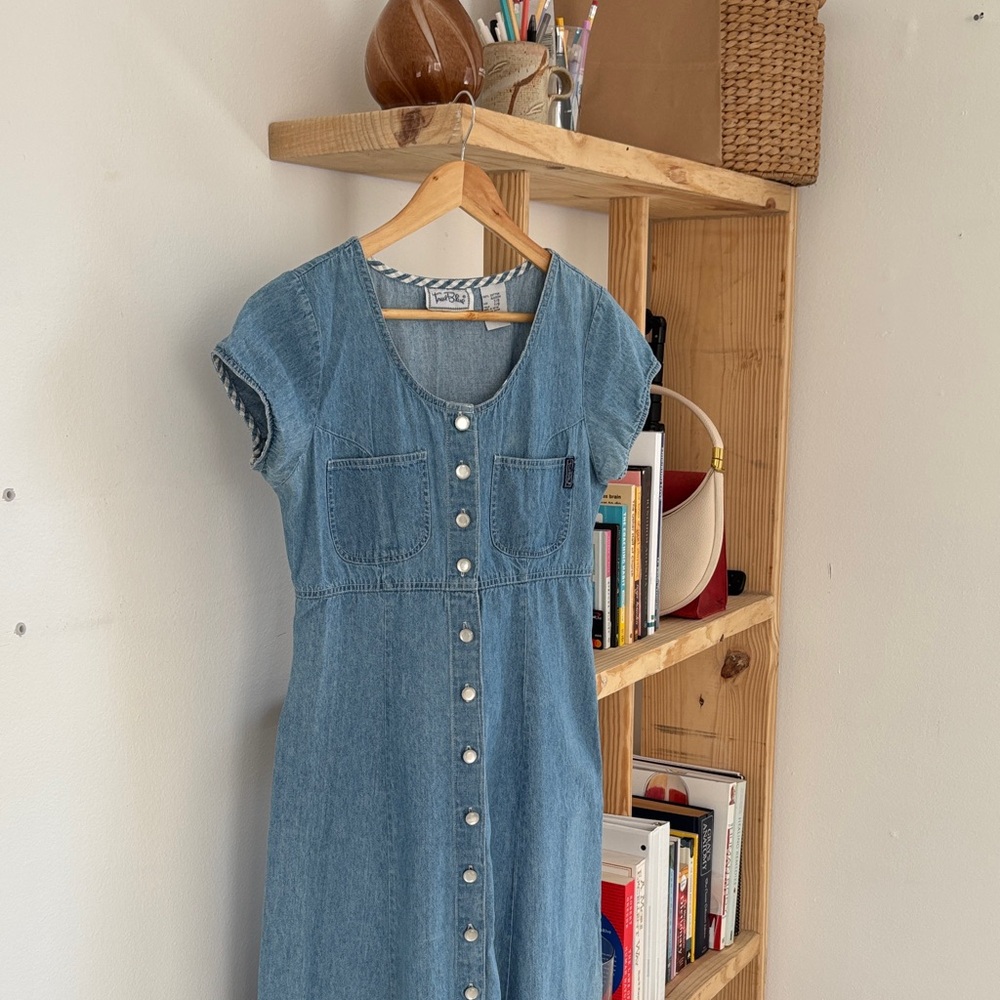 Classic Blue Denim Midi Dress